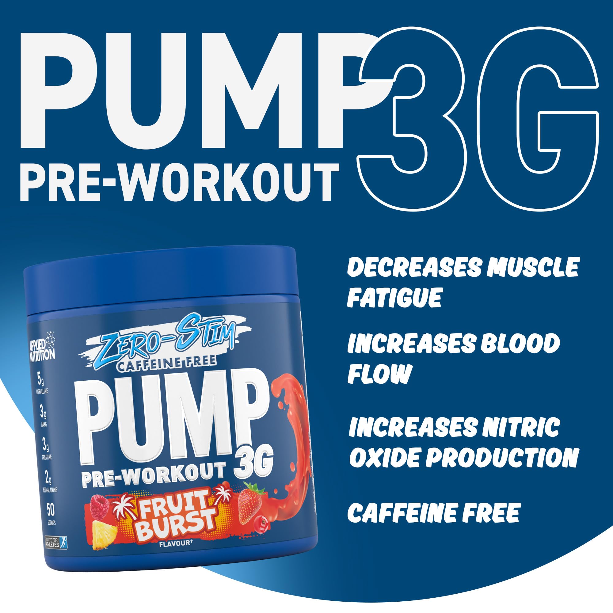 Blue Applied Nutrition Pump 3G Zero container with citrulline malate and vitamin B12