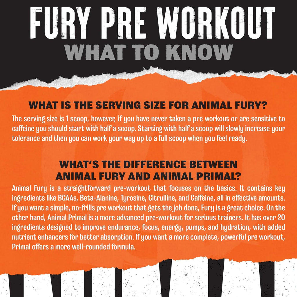 Animal Fury Pre Workout Powder | Energy, Focus, Strength, Endurance - MyGymSupplements