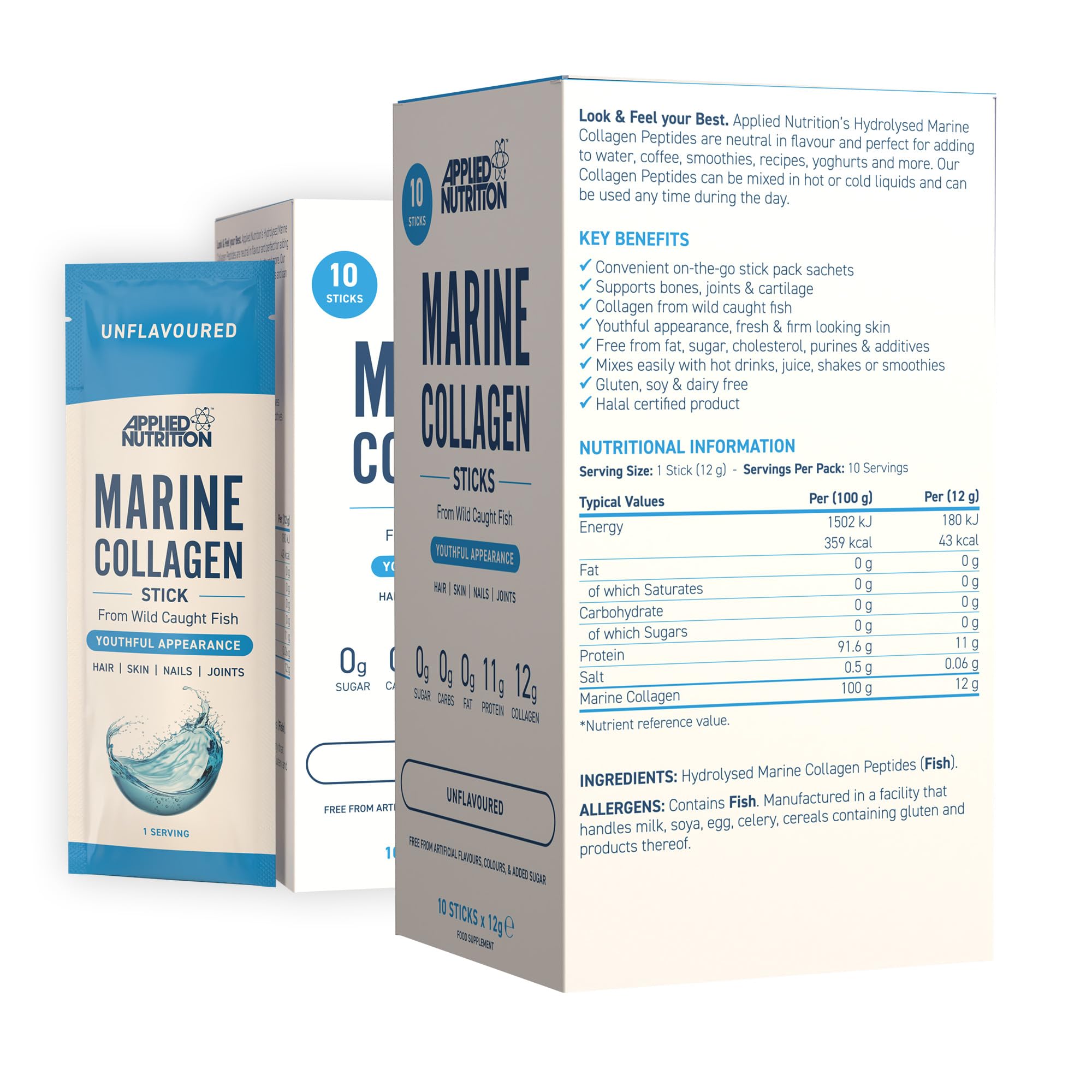 Applied Nutrition Marine Collagen Sticks - Halal