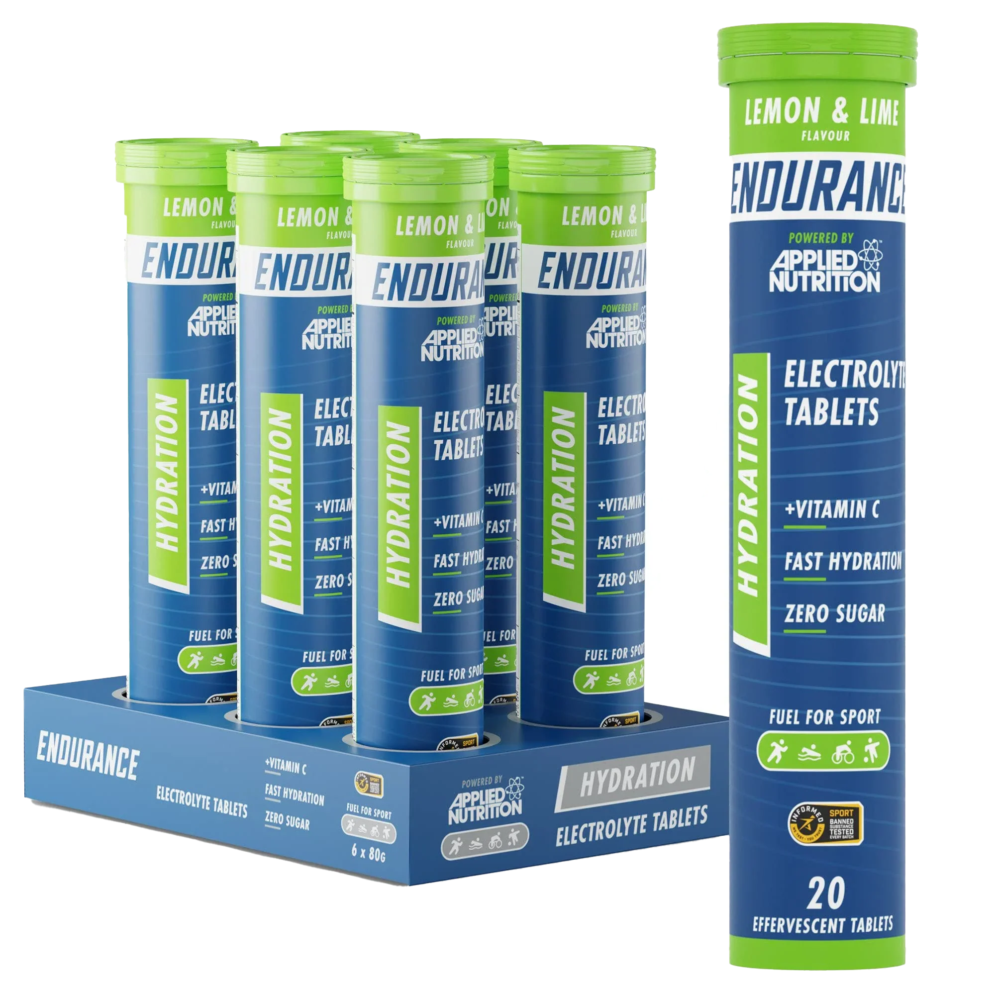 Applied Nutrition Effervescent Electrolyte Tabs - 6x20 Tabs / Lemon & Lime - Hydration Tablets