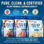 Three bags of Applied Nutrition Iso-XP flavored whey protein isolate with easy mixing