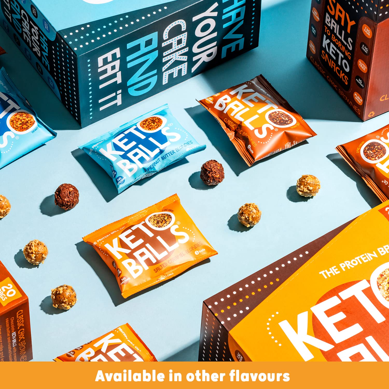 Assorted keto balls and protein balls in various flavors from The Protein Ball Co Keto Ball Snack