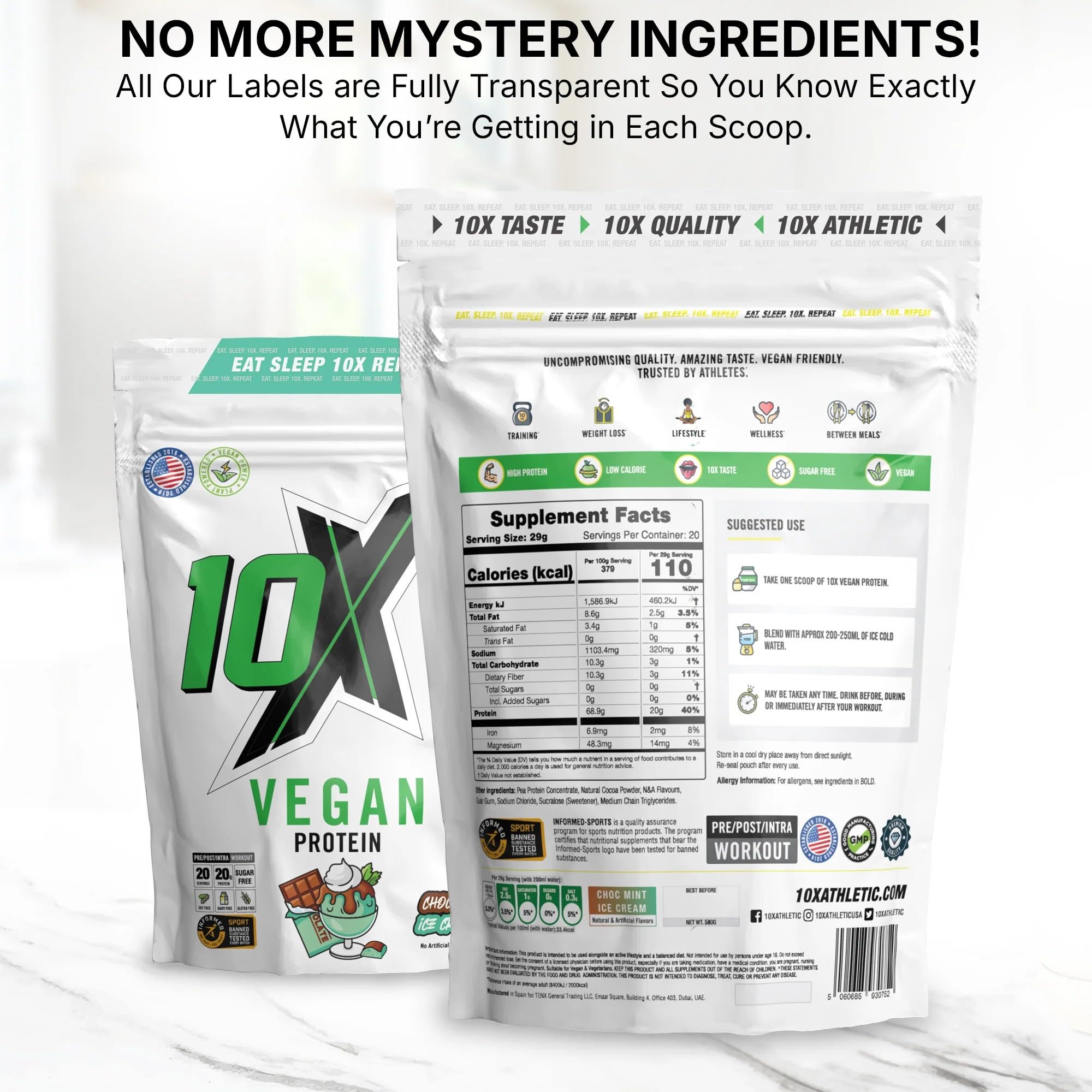 10X Athletic Vegan Protein - Vegan Protein Powder