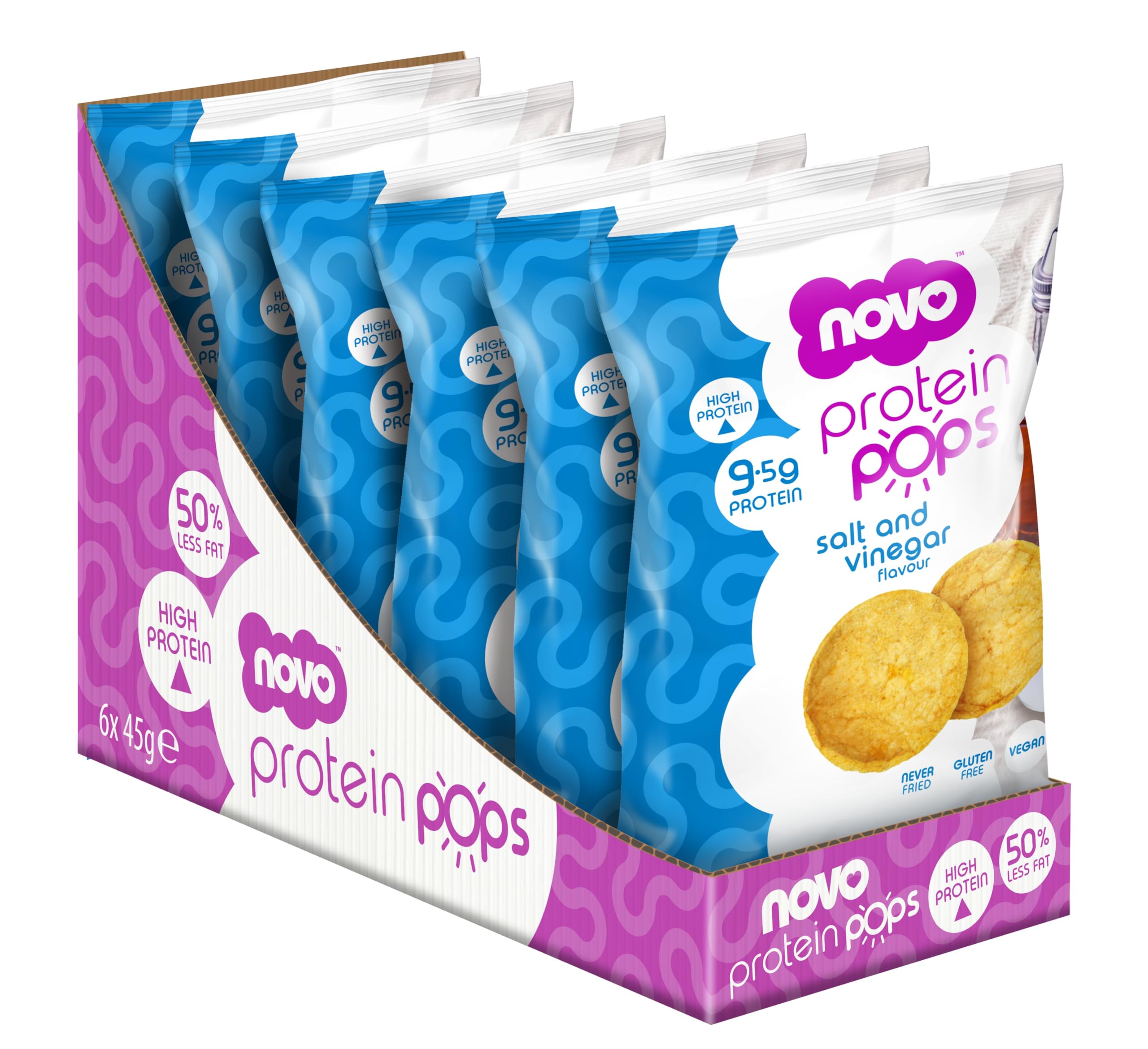 Novo Nutrition Novo Protein Pops - 6x45g / Salt and Vinegar - Protein Crisps
