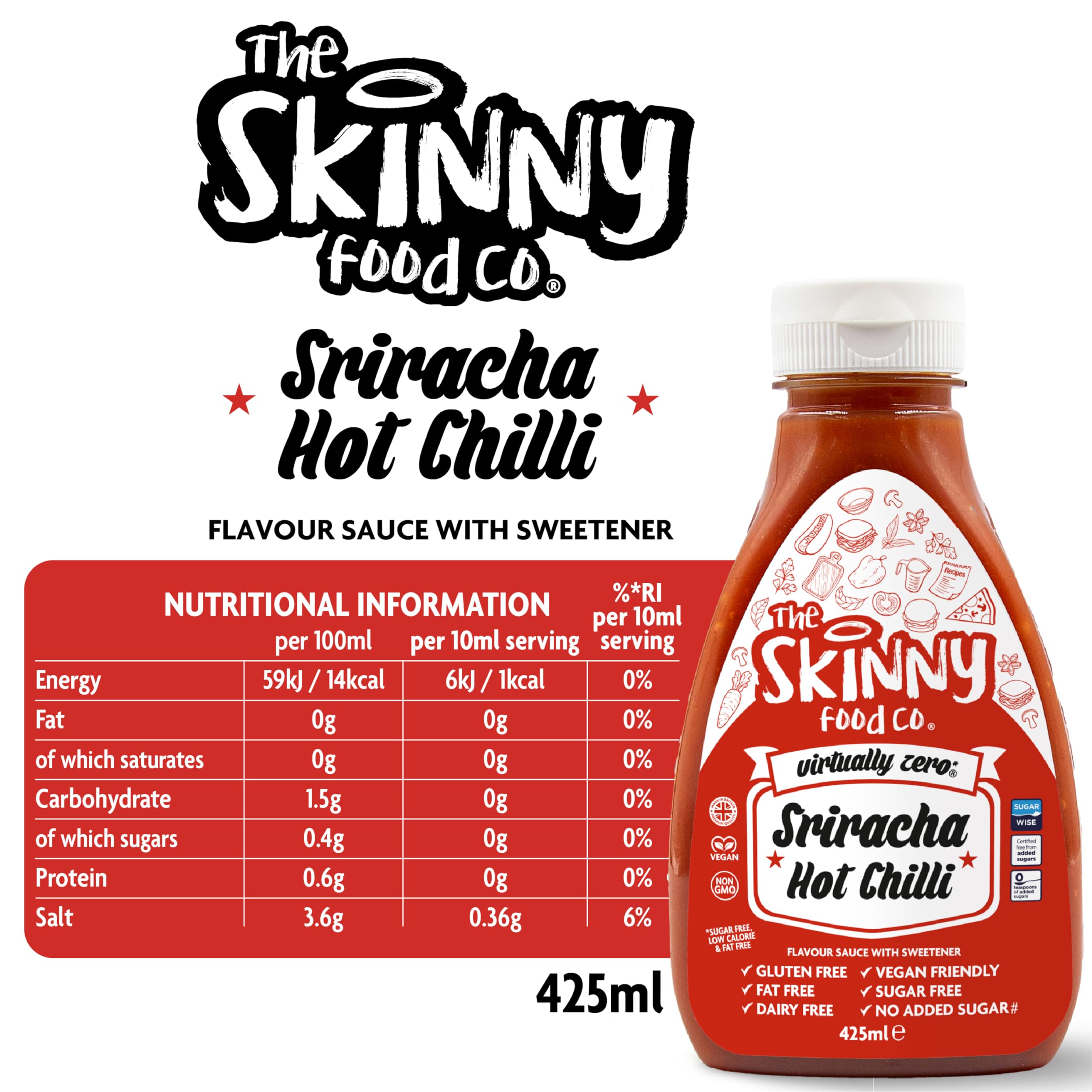 The Skinny Food Co Zero Calorie Sauce - 425ml / Sriracha - Sauces & Syrups