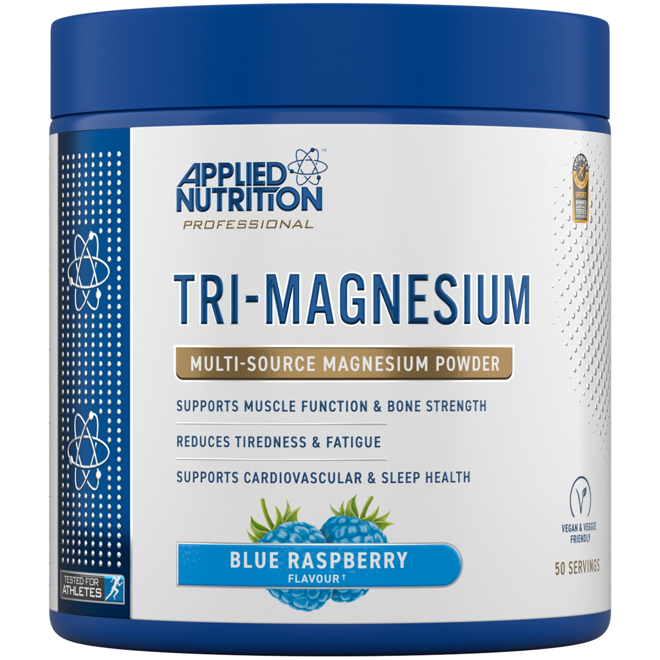 Blue raspberry nutrition tri-magnesium powder with magnesium bisglycinate for restful sleep