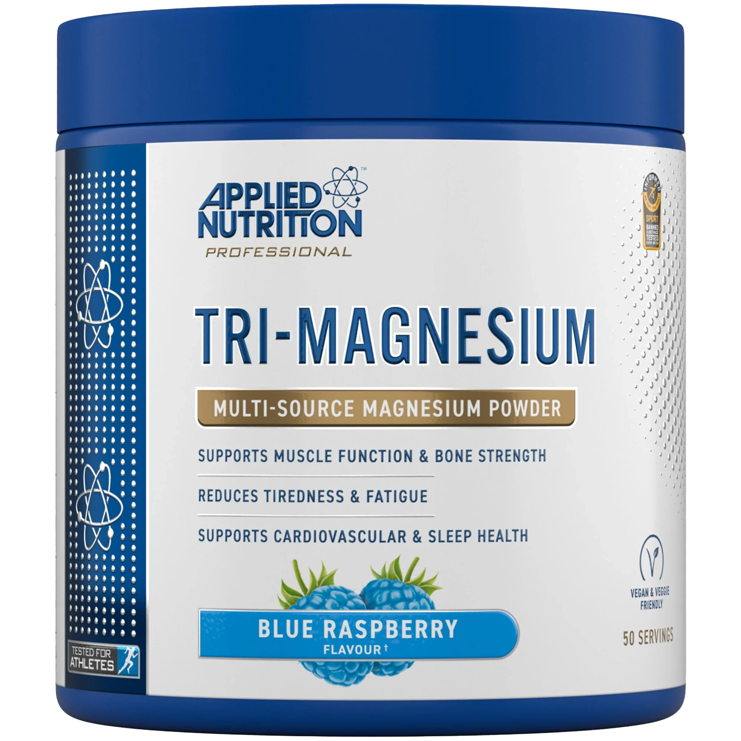 Blue raspberry nutrition tri-magnesium powder for restful sleep and muscle support