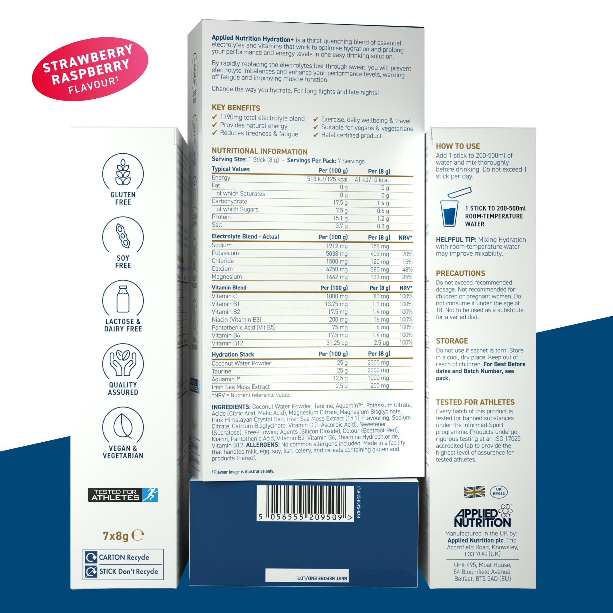 Applied Nutrition Hydration + Electrolyte & Vitamin Powder Sticks - British Brands