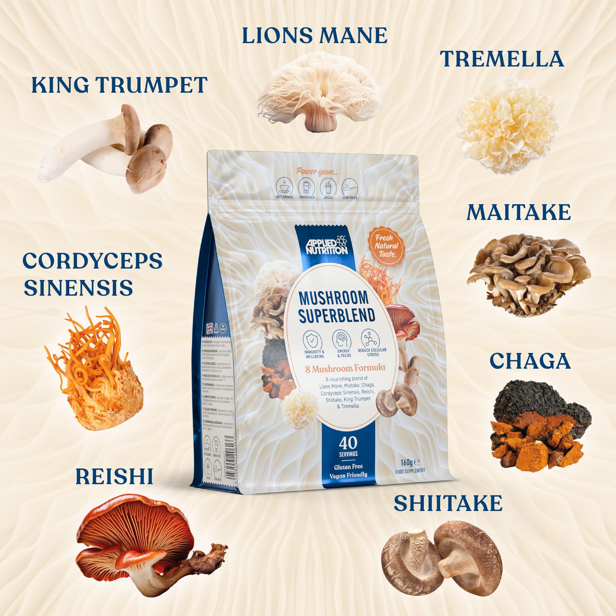 Applied Nutrition Mushroom Superblend - 160g / Unflavoured - Mushroom Powder