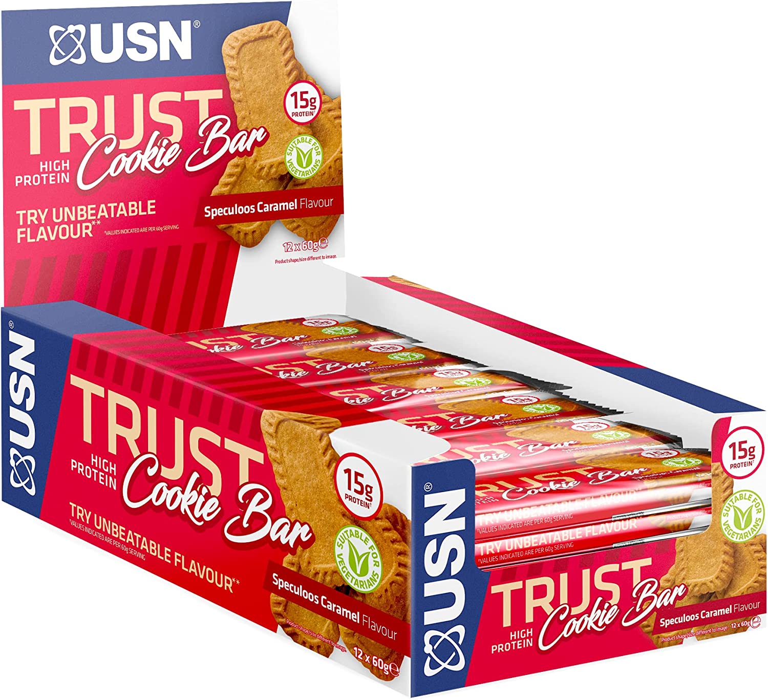 USN Trust Cookie Bars - 12x60g / Speculoos Caramel - Protein Bars