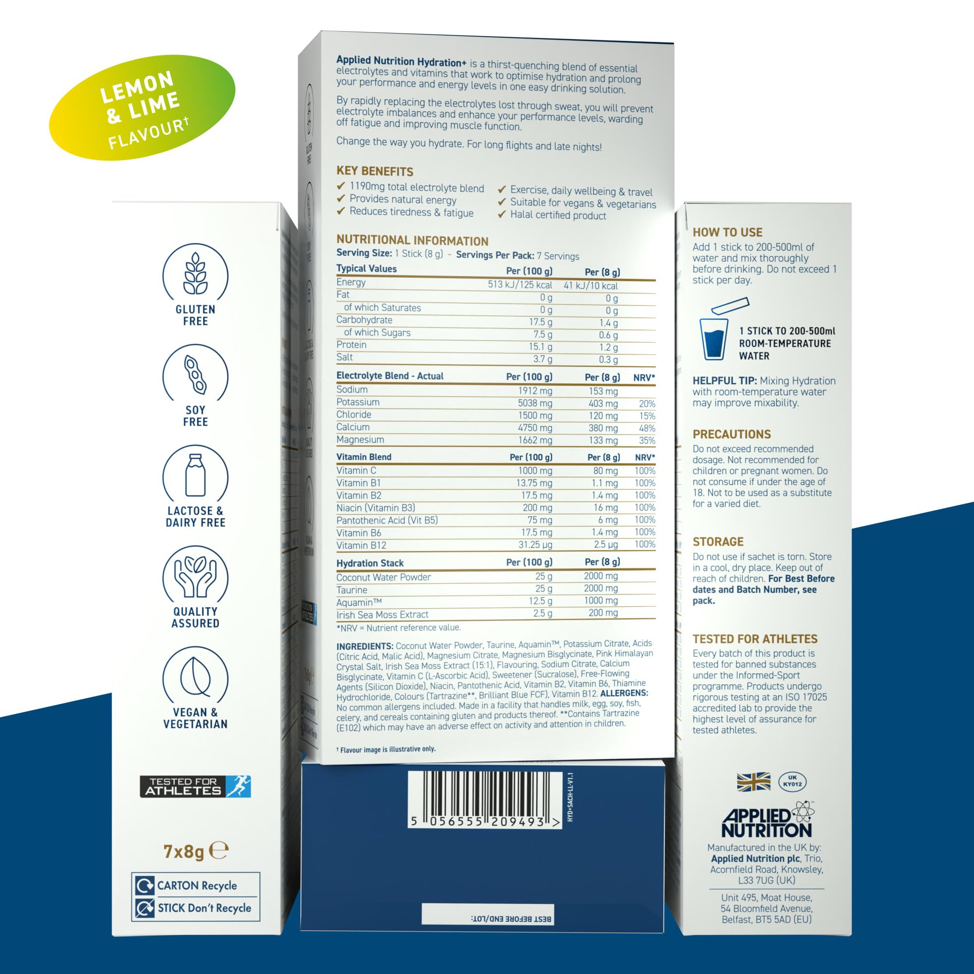 Applied Nutrition Hydration + Electrolyte & Vitamin Powder Sticks - British Brands