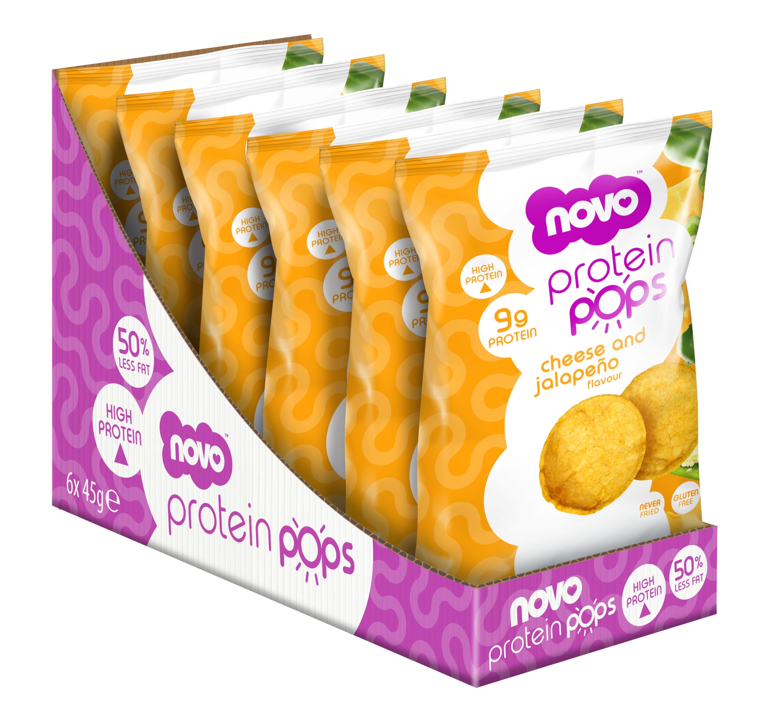 Novo Nutrition Novo Protein Pops - 6x45g / Cheese and Jalapeo - Protein Crisps