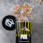 Animal Pak supplement container with individually packaged pills for great-tasting power