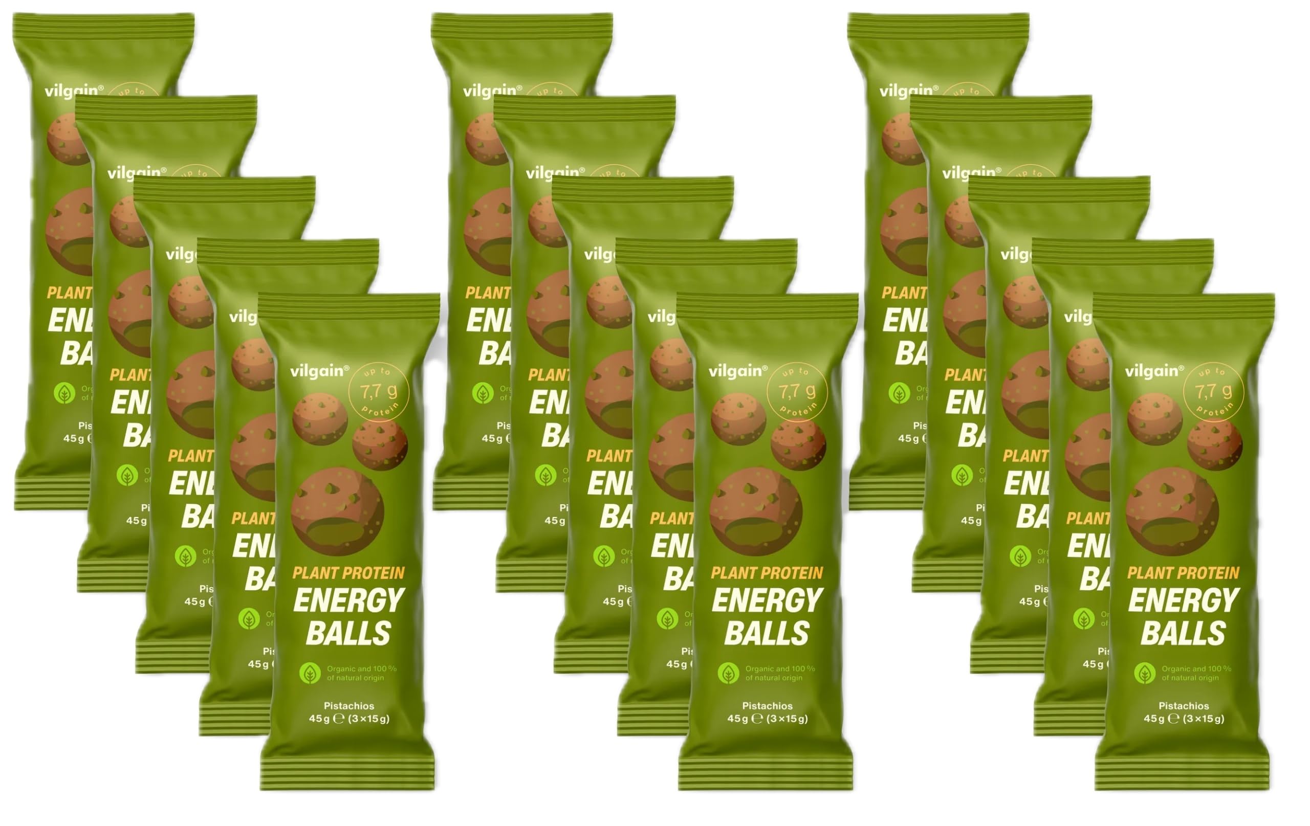 Vilgain Organic Plant Protein Energy Balls 15 x 45g
