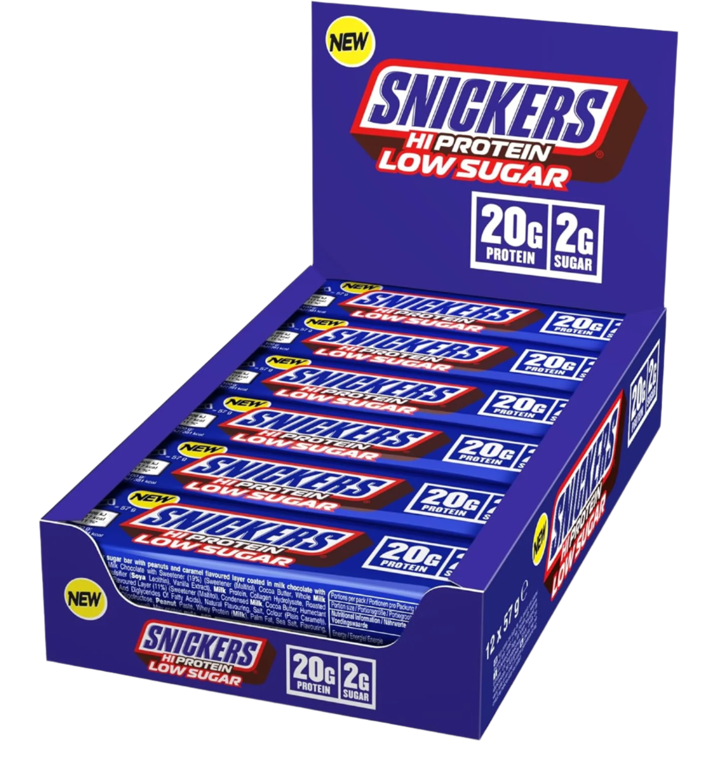 Snickers Low Sugar Protein Bar - 12x57g / Original - Protein Bars