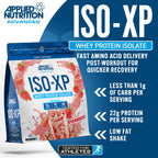 Applied Nutrition Iso-XP strawberry whey protein isolate for easy mixing and quick recovery
