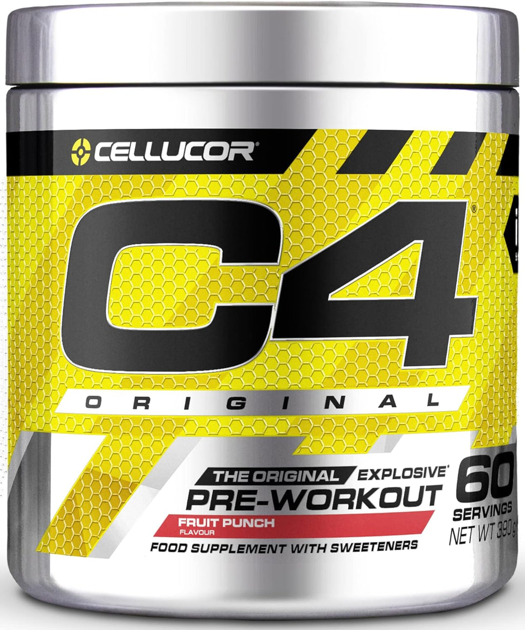 Cellucor C4 Original 60 Servings pre-workout tub with Fruit Punch flavor for advanced energy