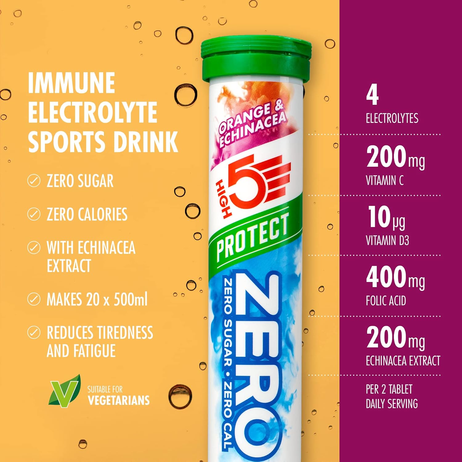 HIGH5 ZERO Protect - 8x20 Tabs / Orange & Echinacea
