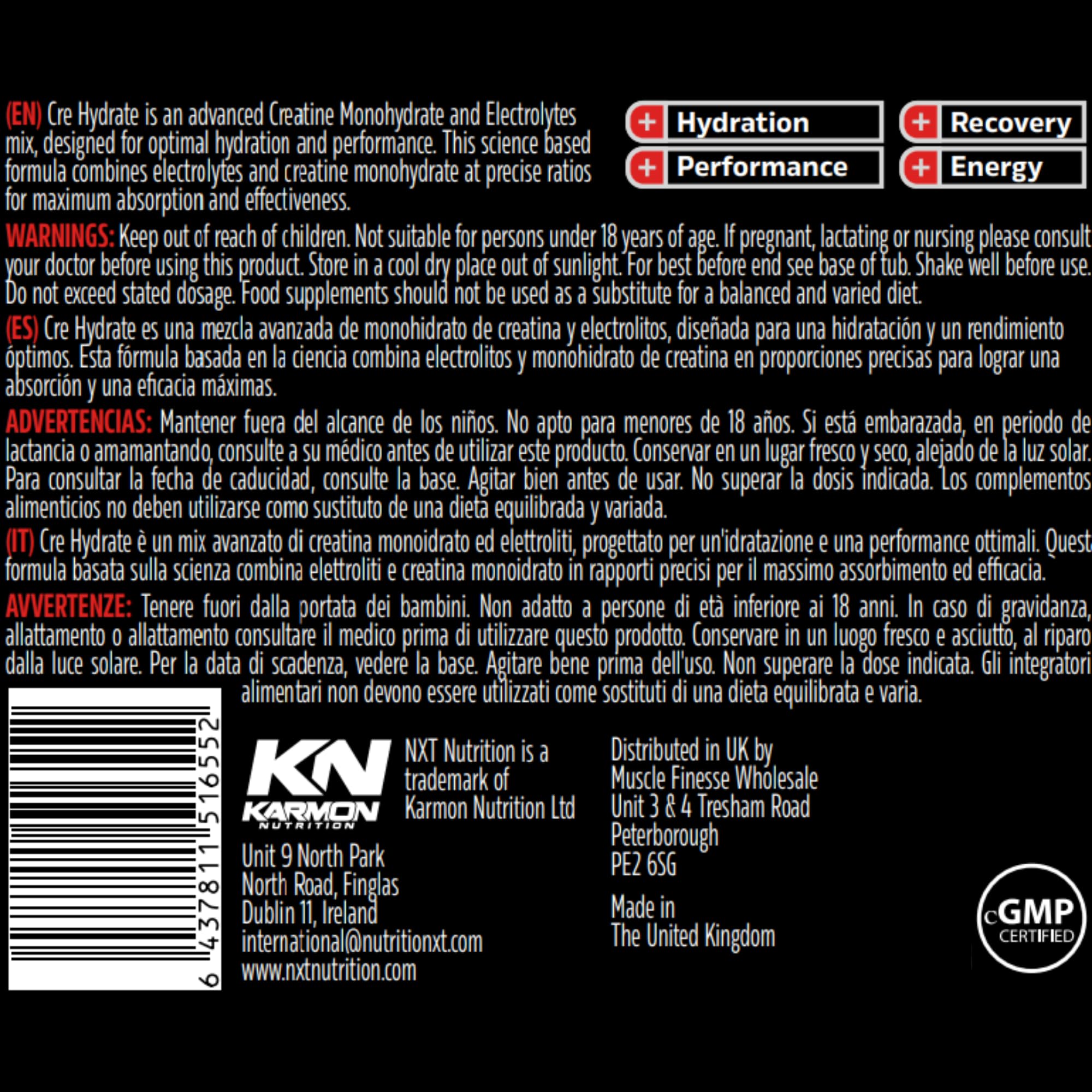 NXT Nutrition CRE Hydrate 180g