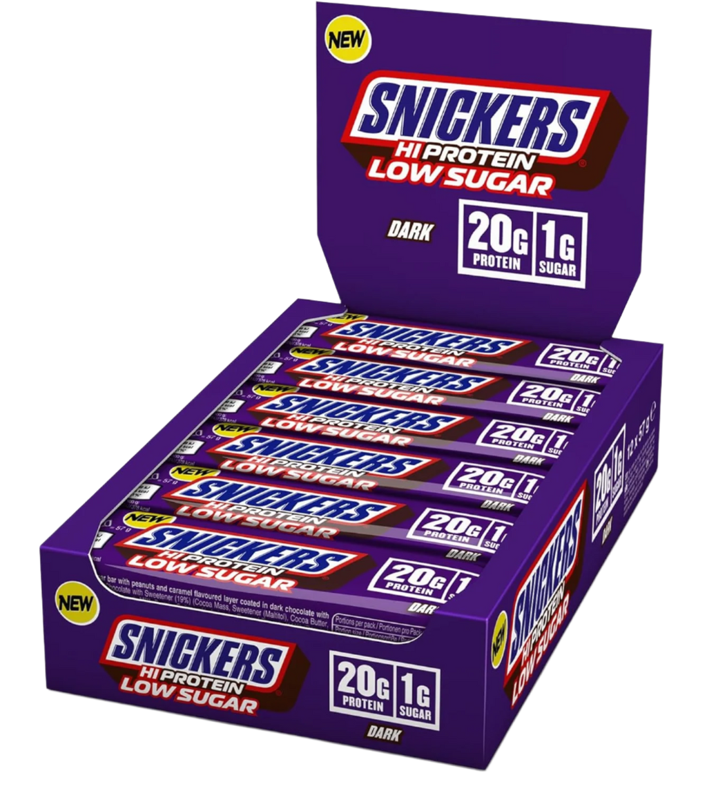 Snickers Low Sugar High Protein Bar - 12x57g / Dark Chocolate - Blocks & Bars