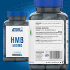 Two bottles of Applied Nutrition HMB 500MG plant-based veggie capsules for sports nutrition