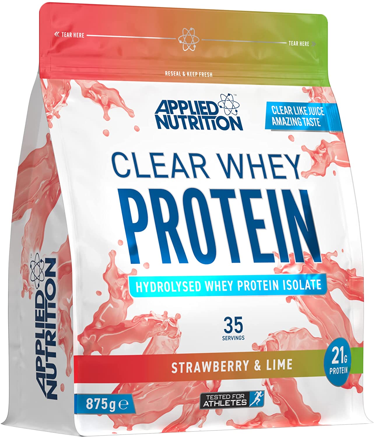 Strawberry and lime flavored Applied Nutrition Clear Whey with ultra-hydrolysed whey protein for muscle recovery