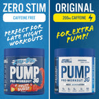 Applied Nutrition Pump 3G pre-workout supplements in caffeine-free and caffeinated forms