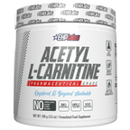 White tub of EHP Labs Acetyl L-Carnitine dietary supplement, pharmaceutical grade