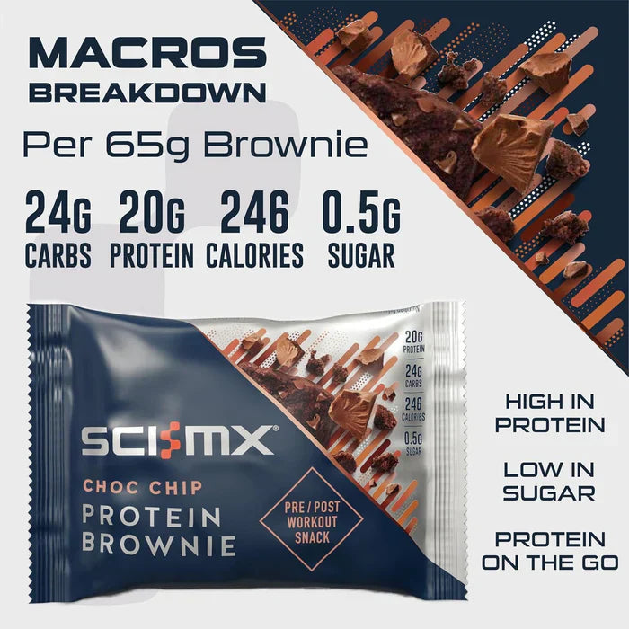 Sci-MX Brownie - 12x65g / Chocolate Chip - Protein Brownies