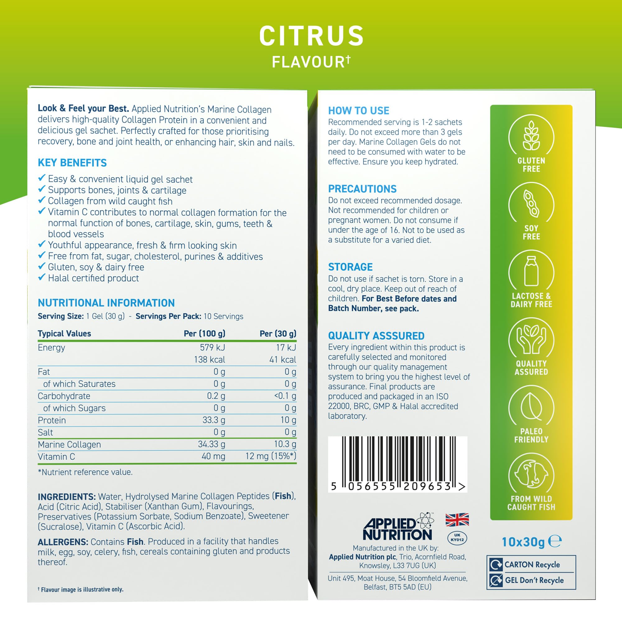 Applied Nutrition Marine Collagen Gels - Halal