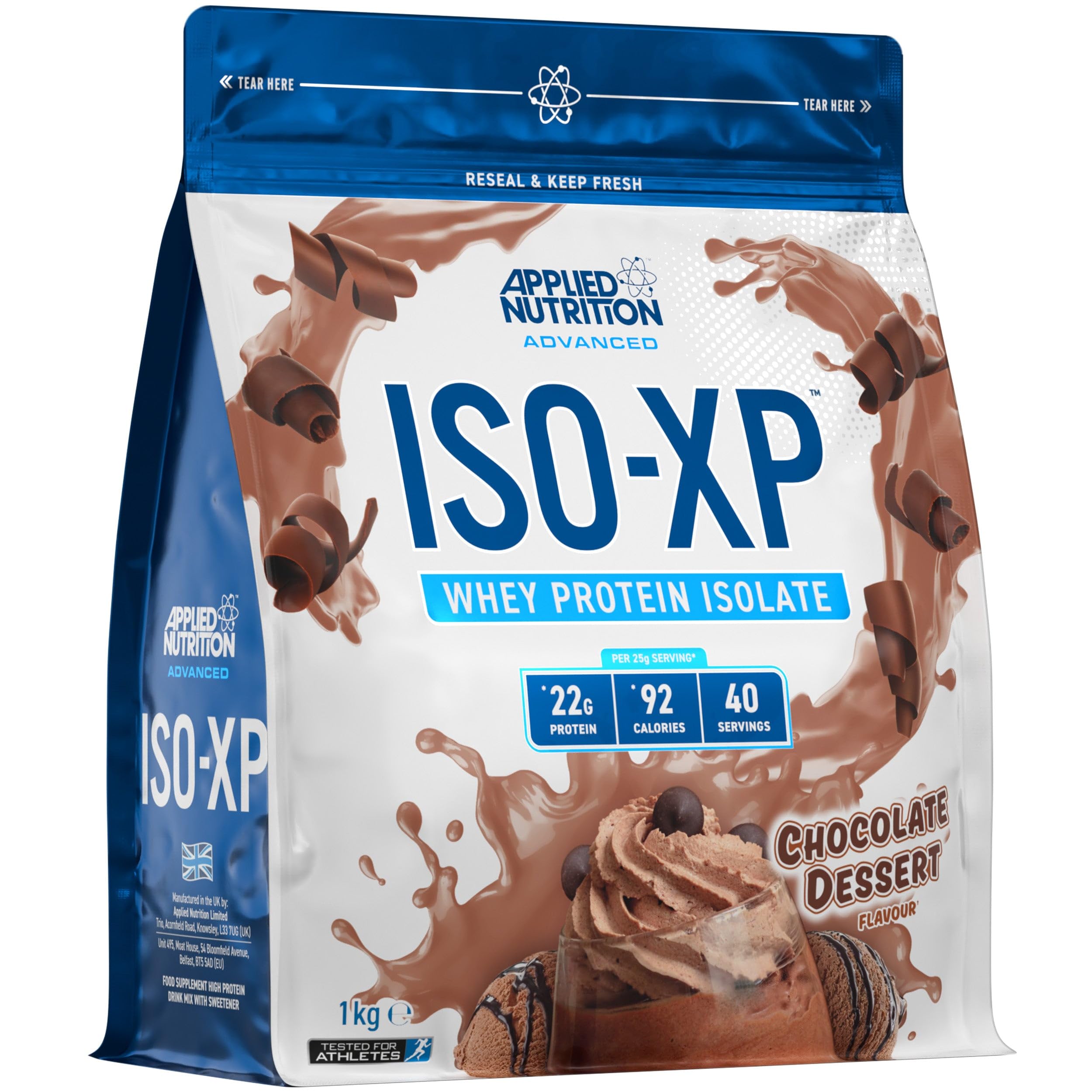 Applied Nutrition Iso-XP chocolate whey protein isolate powder for easy mixing