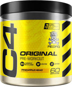 Yellow Cellucor C4 Original pre-workout container with black lid for advanced energy and carnosyn beta alanine