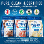 Three Applied Nutrition Iso-XP flavored whey protein isolate powder bags for easy mixing