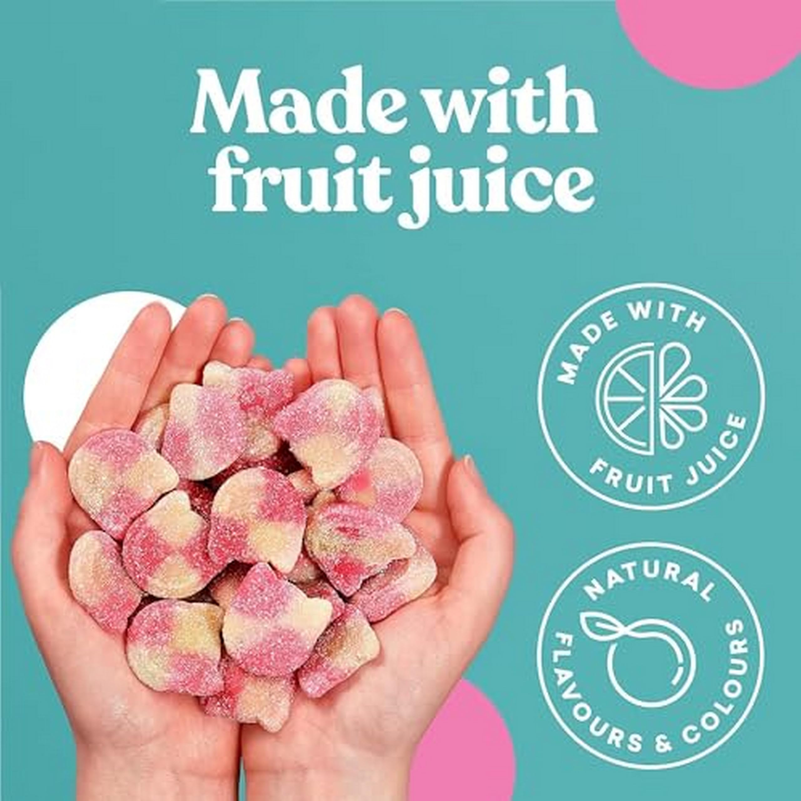 Pink and white fruit-flavored gummy candies from Candy Kittens 10x140g Wanderlust pack