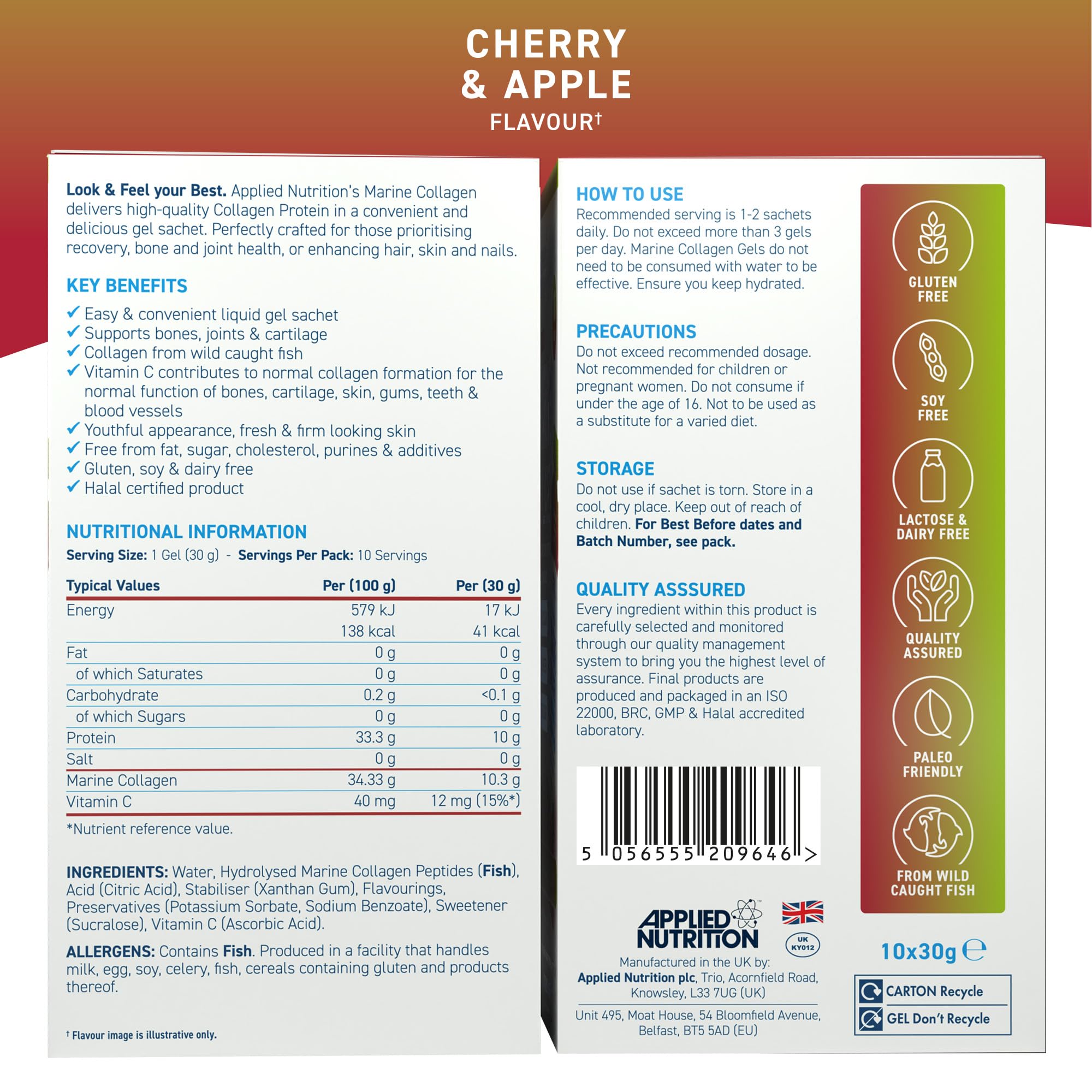 Applied Nutrition Marine Collagen Gels - Halal