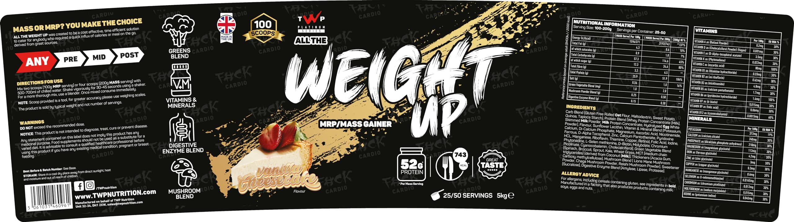 TWP All The Weight Up 5kg Vanilla Cheesecake - Protein Blends