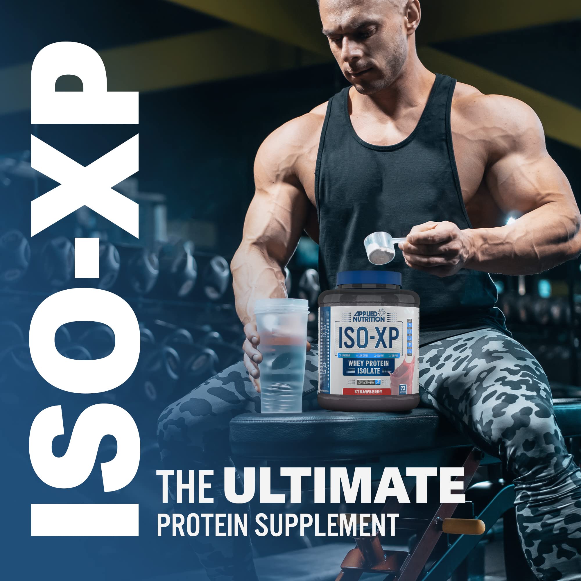 Applied Nutrition Iso-XP whey protein isolate container for easy mixing muscle building