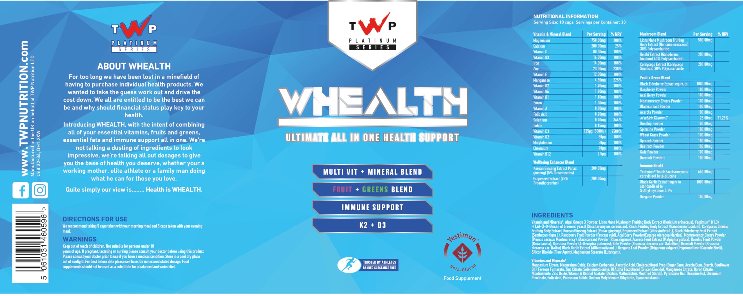 TWP WHEALTH 300 Caps - Combination Multivitamins & Minerals