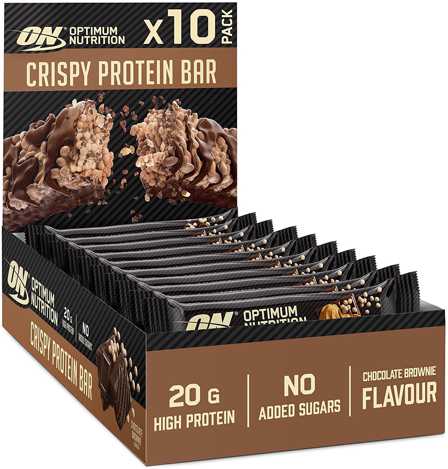 Optimum Nutrition Protein Crisp Bar - 10x65g / Chocolate Brownie - Protein Bars
