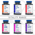 Six Applied Nutrition VITALITY B12 Veg Caps bottles supporting energy and nutrition vitamin B12