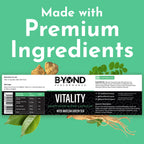 BYOND PERFORMANCE Vitality Mushroom Capsules - 60 Caps - Ginseng