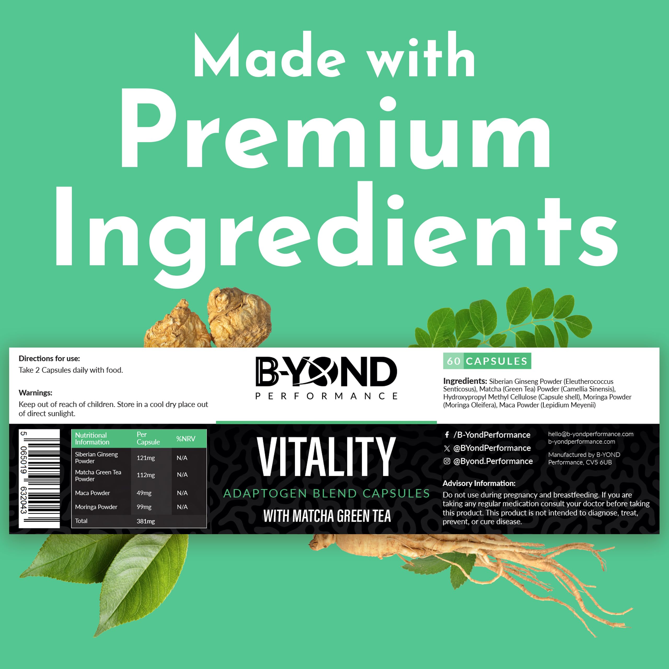 BYOND PERFORMANCE Vitality Mushroom Capsules - 60 Caps - Ginseng