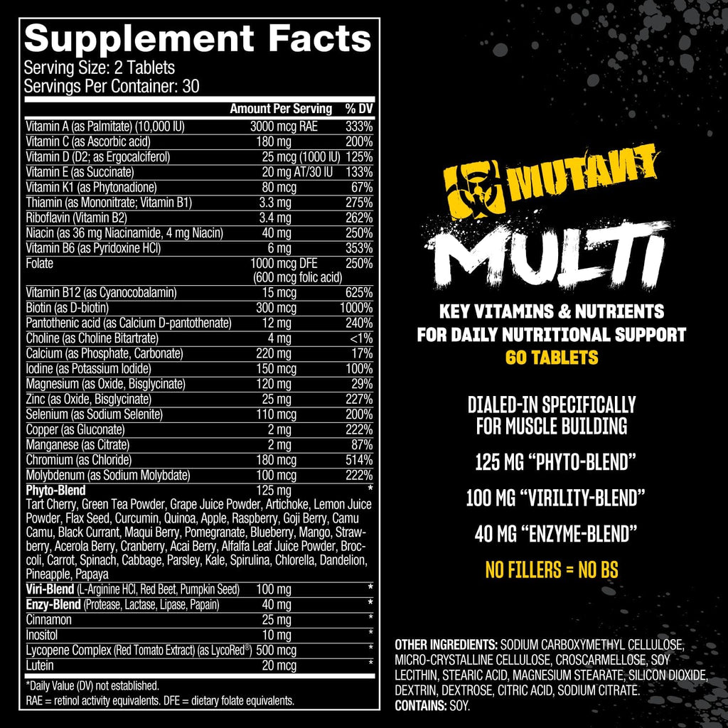Mutant Core Multi - 60 Tabs - Multi-Vitamin Capsules