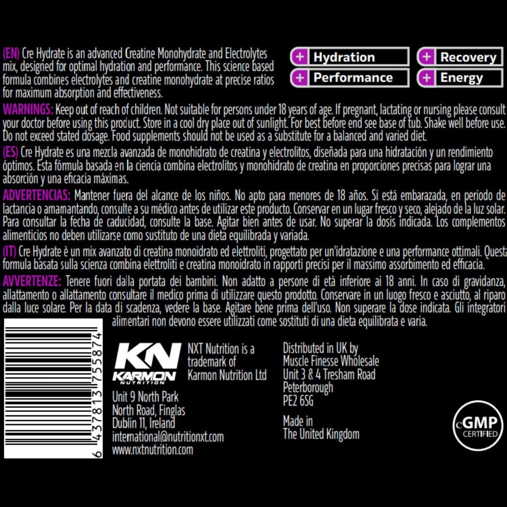 NXT Nutrition CRE Hydrate 180g