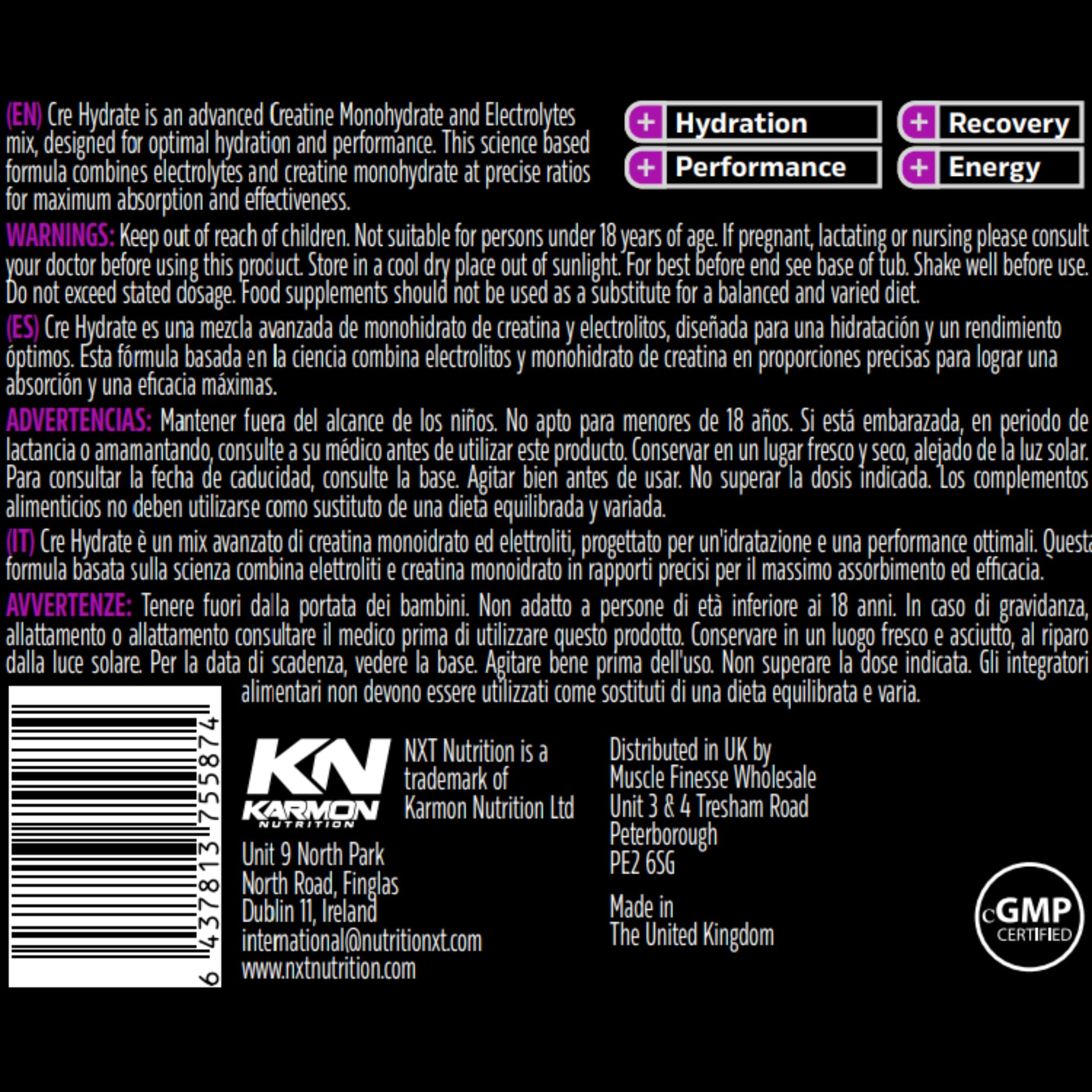 NXT Nutrition CRE Hydrate 180g