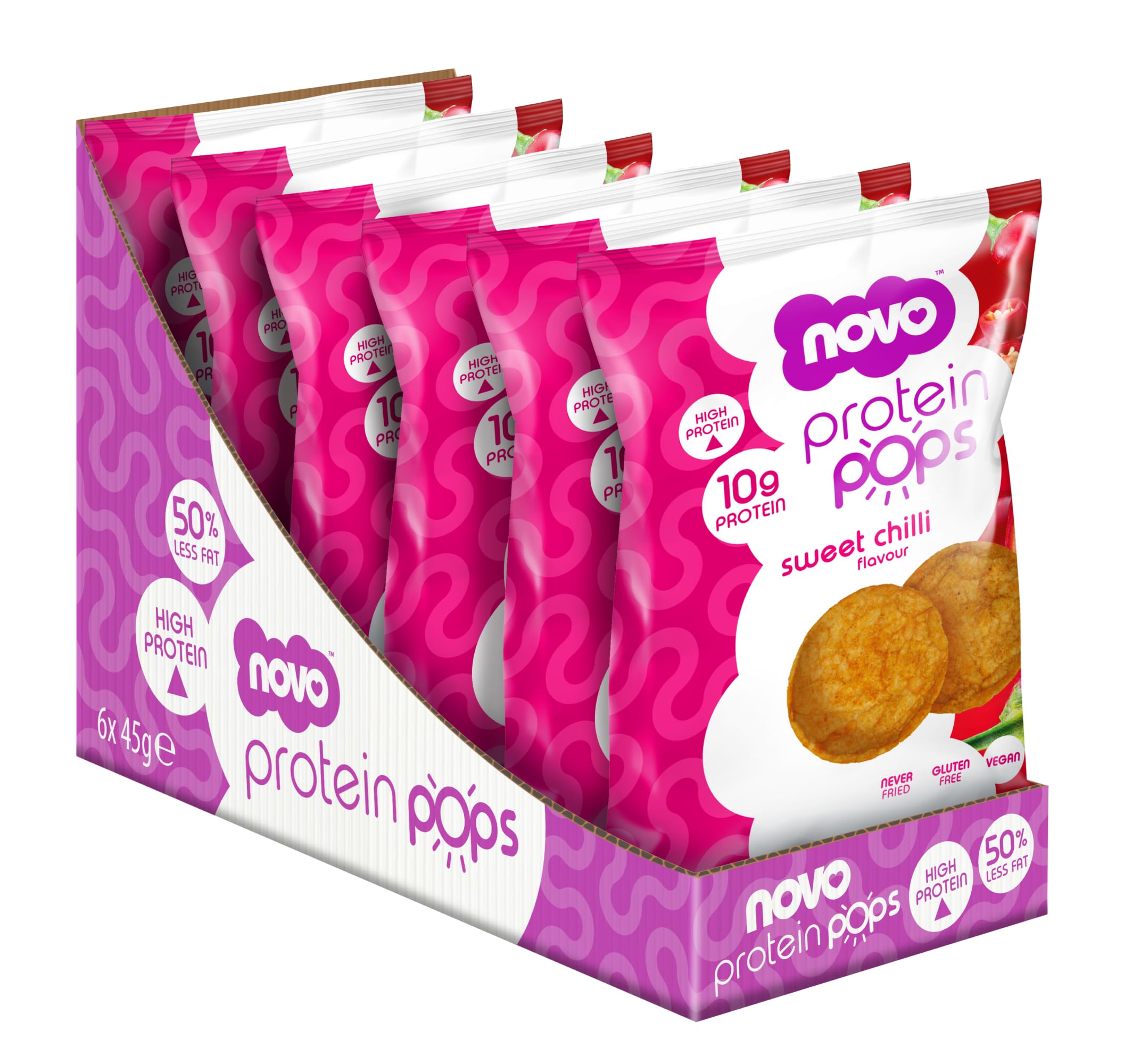 Novo Nutrition Novo Protein Pops - 6x45g / Sweet Chilli - Protein Crisps