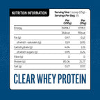 Nutrition info label for Applied Nutrition Clear Whey with ultra-hydrolysed whey protein