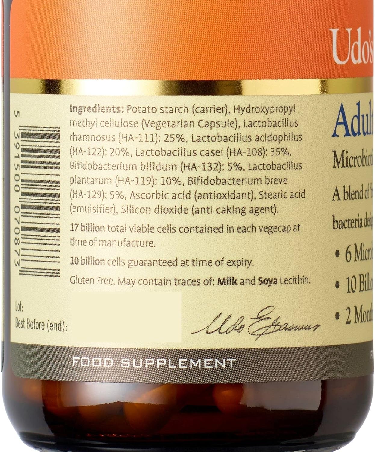 Udo’s Choice Adult’s Blend Microbiotics - 60 Caps - Digestion Support Capsules