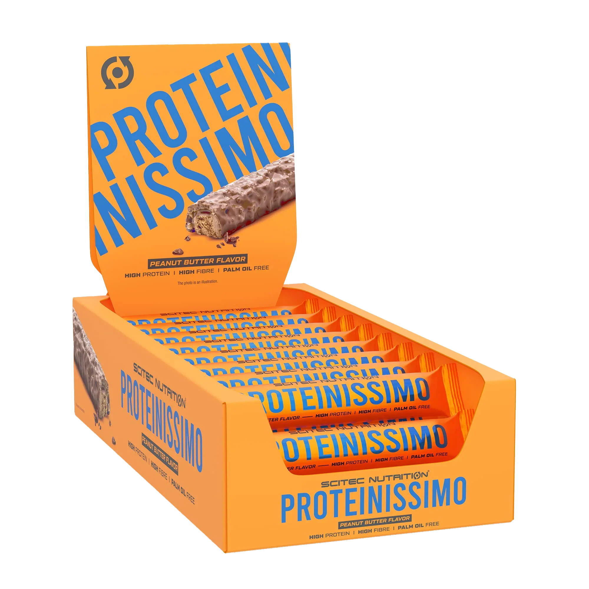 Open display of Scitec Nutrition Proteinissimo Prime peanut butter bars with chocolate coating