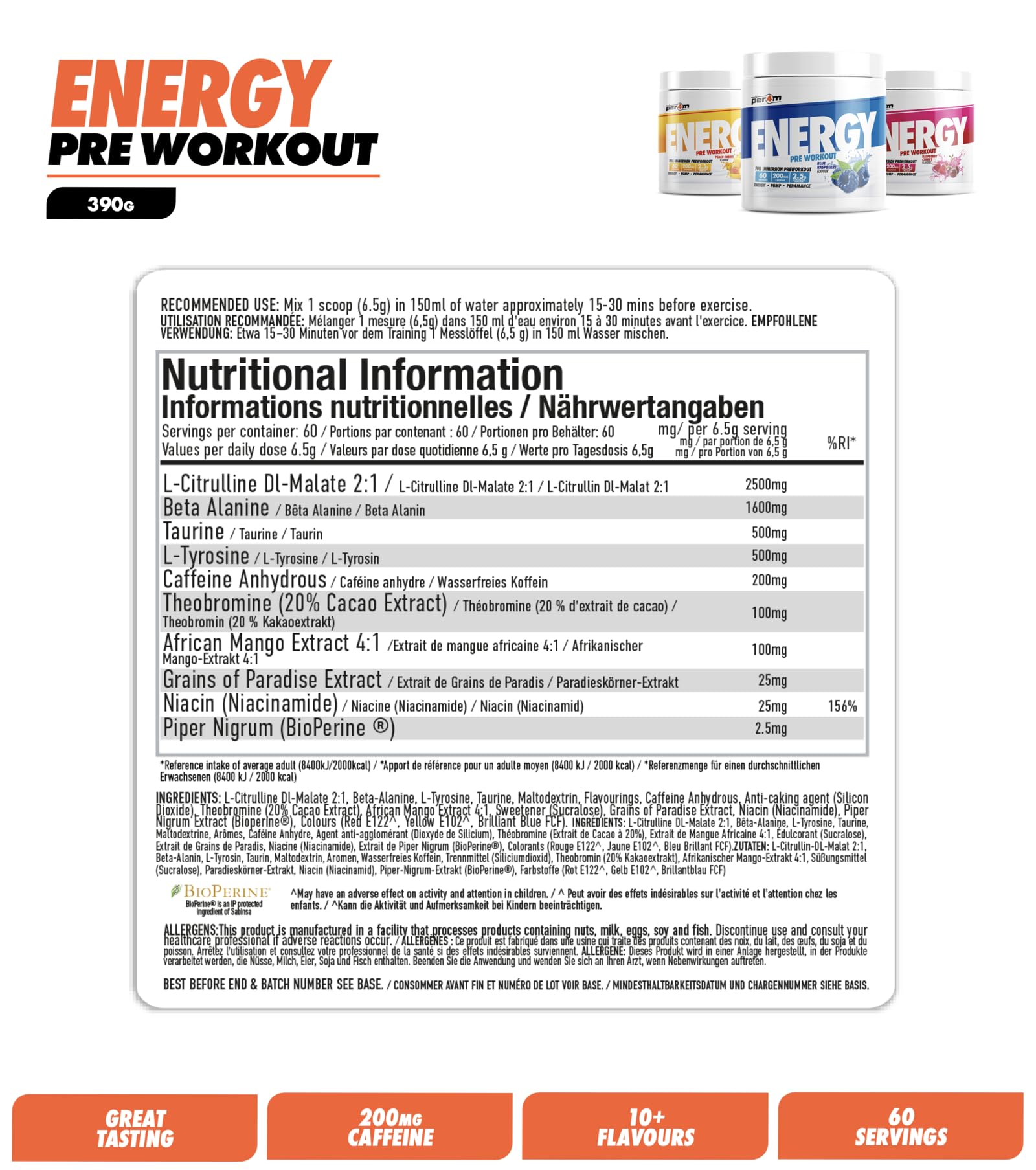 Per4m Energy Pre Workout - Pre-Workout Powder